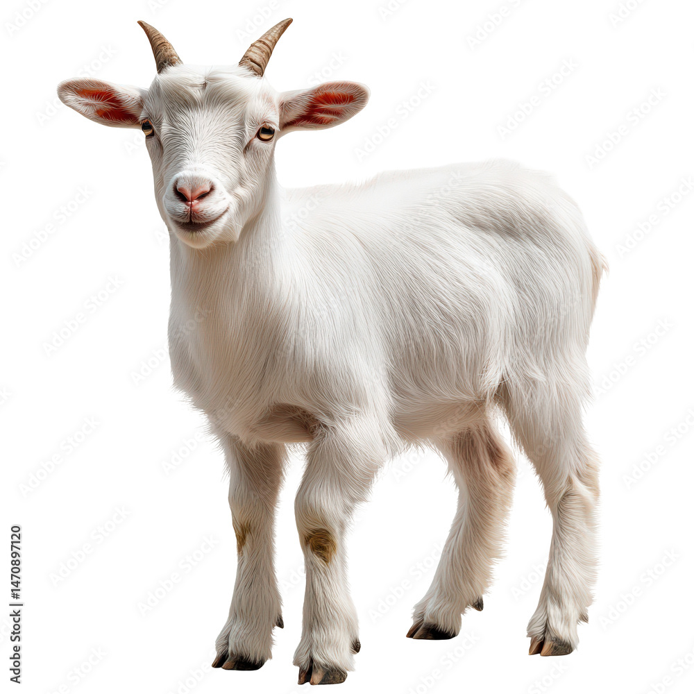 Fototapeta premium Elegant portrait of a charming white goat with a gentle gaze in striking clarity