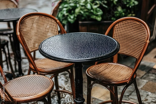 Outdoor cafe tables and chairs