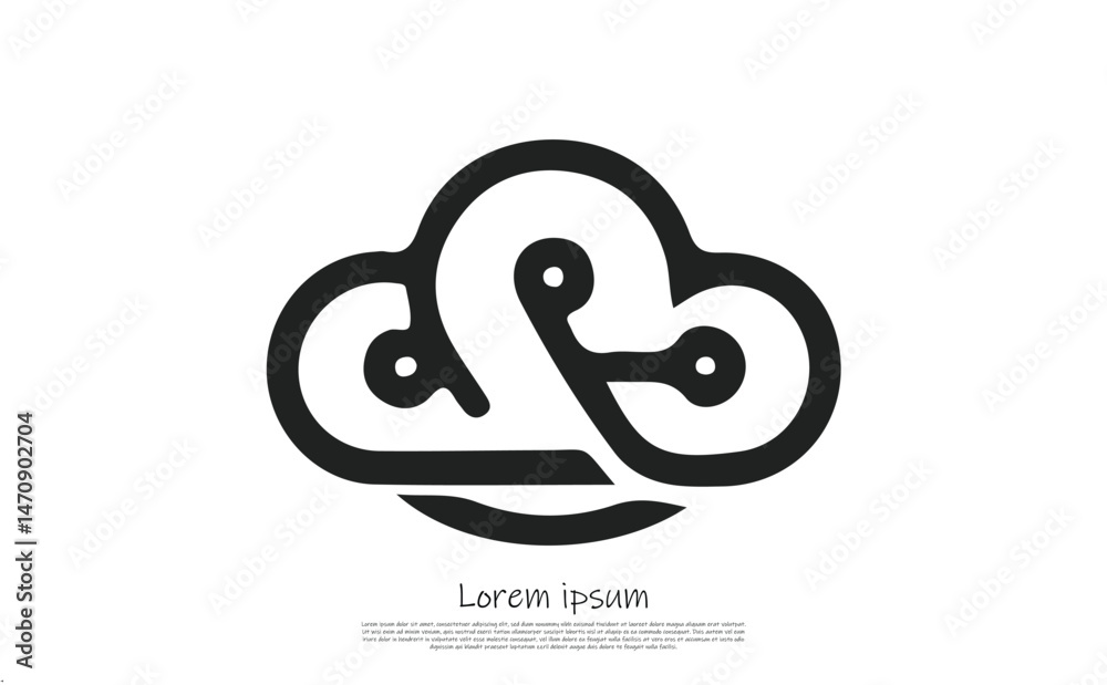 Fototapeta premium Black Cloud Design with White Hole Shapes on Transparent Background