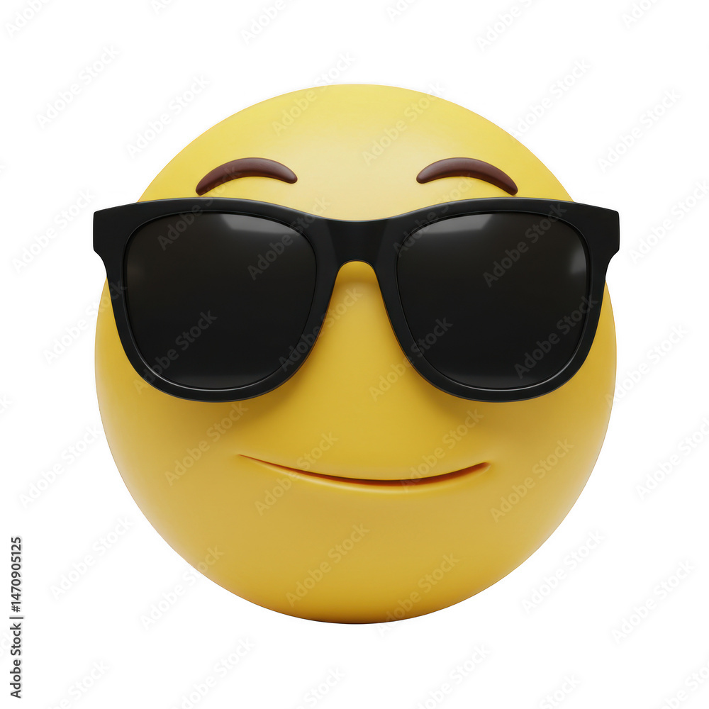 Cool emoji with sunglasses isolated on transparent background Cool emoji with sunglasses isolated on transparent background