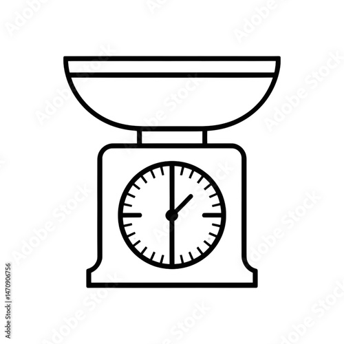 Kitchen Scale Line Icon – Measuring Weight Illustration