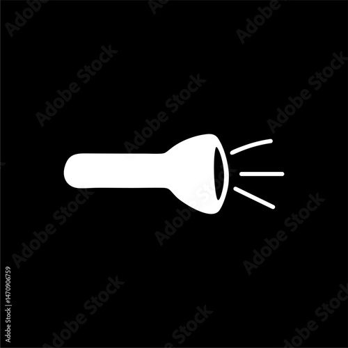 Flashlight Icon with Light Beams on Black Background
