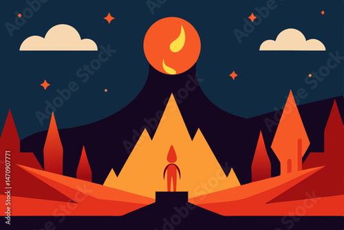 vector illustration of a village