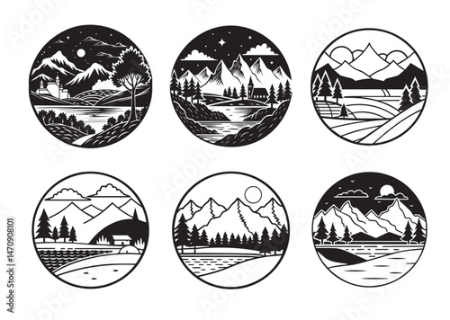 Landscape Silhouette Vector Set