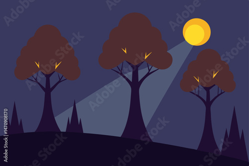 night landscape with moon
