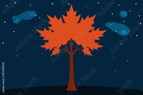 tree in the night sky