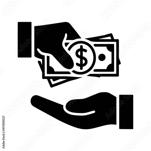 Money Transaction Icon – Hand Giving Cash Vector Symbol