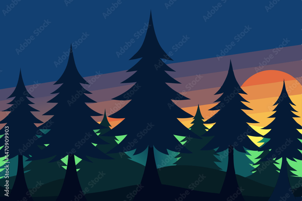 Obraz premium vector illustration of a forest