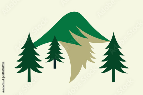set of fir trees