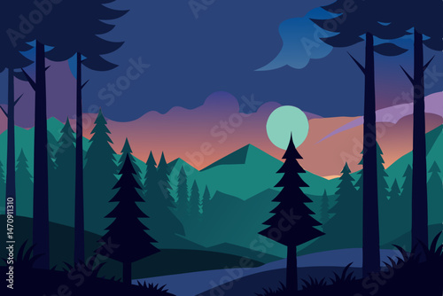 night forest landscape