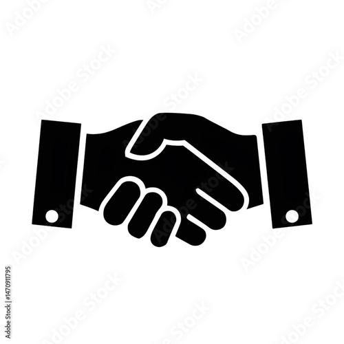 Silhouette Icon of Handshake for Agreement, Partnership, and Business Collaboration
