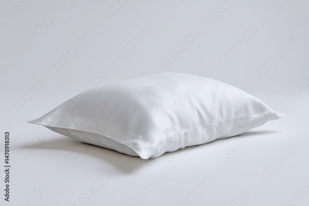 Fototapeta premium Soft white pillow on a white background. Luxurious and smooth texture.
