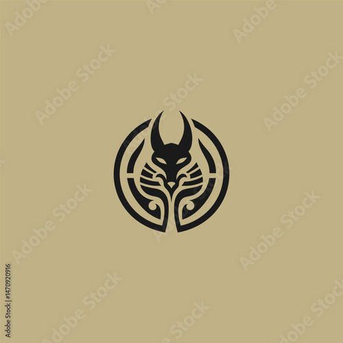 Abstract Anubis logo in mystical and geometric design.