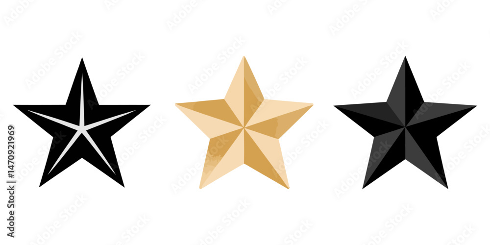 Fototapeta premium three stars isolated on white, Sparkle Star Icon Set - Vector Stock Illustration. Different forms of stars, constellations, galaxies, Shape elements, abstract. Graphic pink stars among scribble doodle