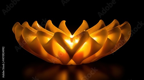 A glowing decorative object shaped like a blossoming flower
