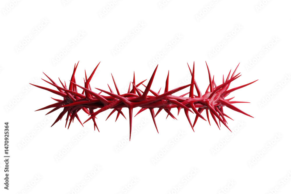 Obraz premium A single crown of thorns, delicately placed on a flat white surface, realistic sharp detail, soft shadows. ultra realistic photography, soft shadows,