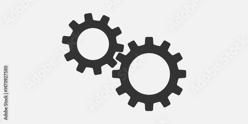 Metal gears and cogs vector. Gear icon flat design. Mechanism wheels logo. Cogwheel concept template.
