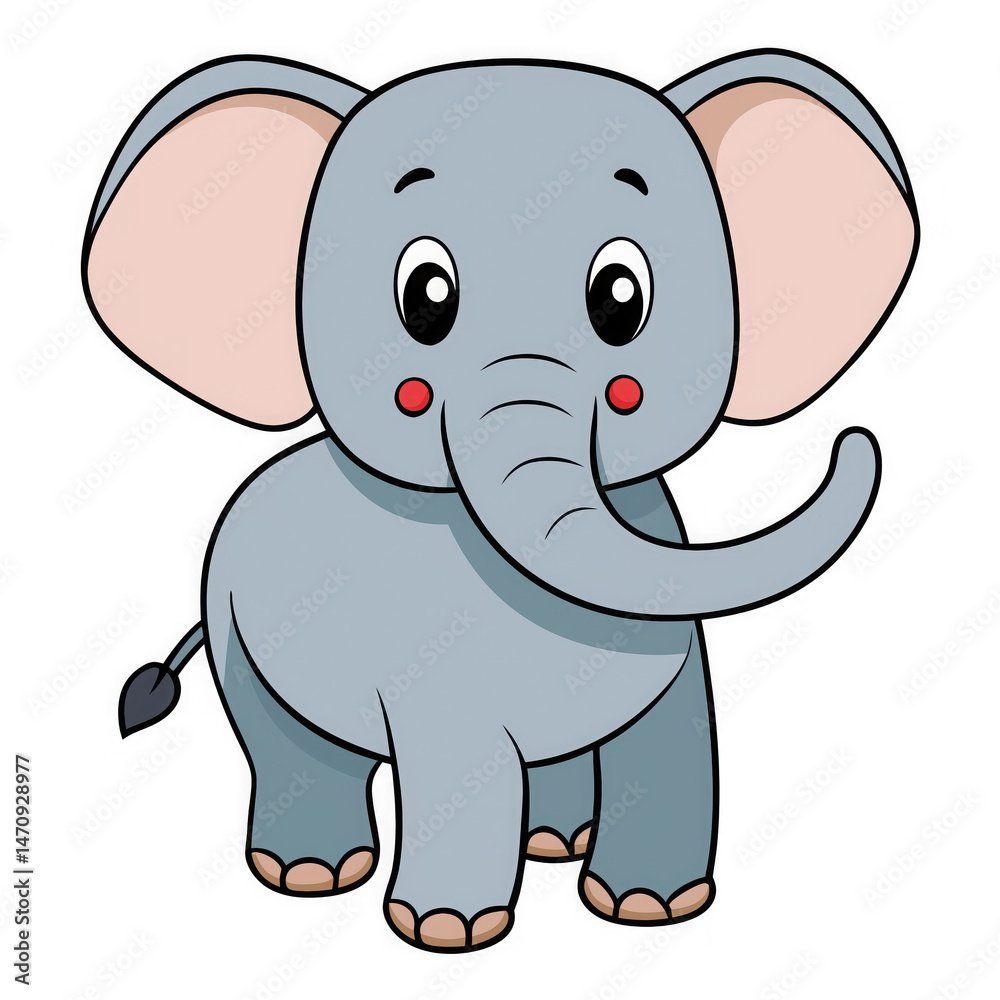 Naklejka premium Doodle elephant on white background