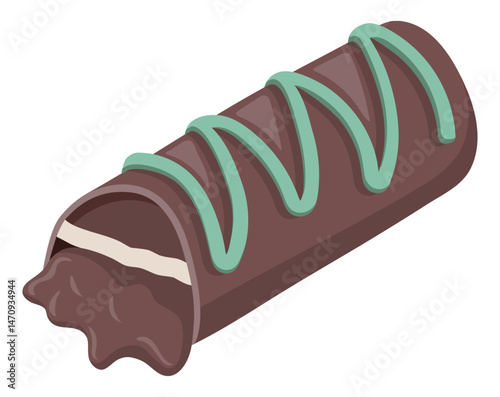 Mint chocolate bar with a crunchy texture and oozing chocolate cream