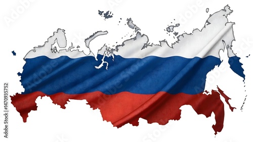 russia flag on map