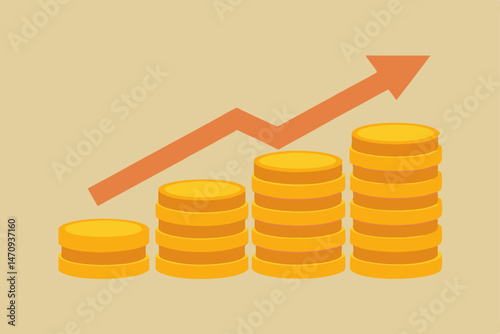 business graph with golden coins