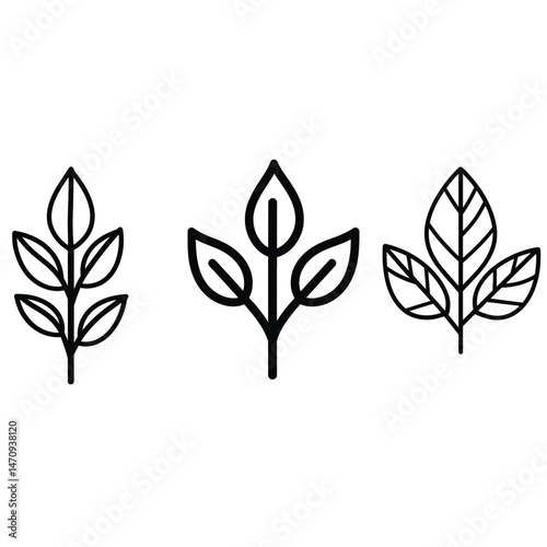 Leaf icon set. Vector illustration. Isolated on white background.