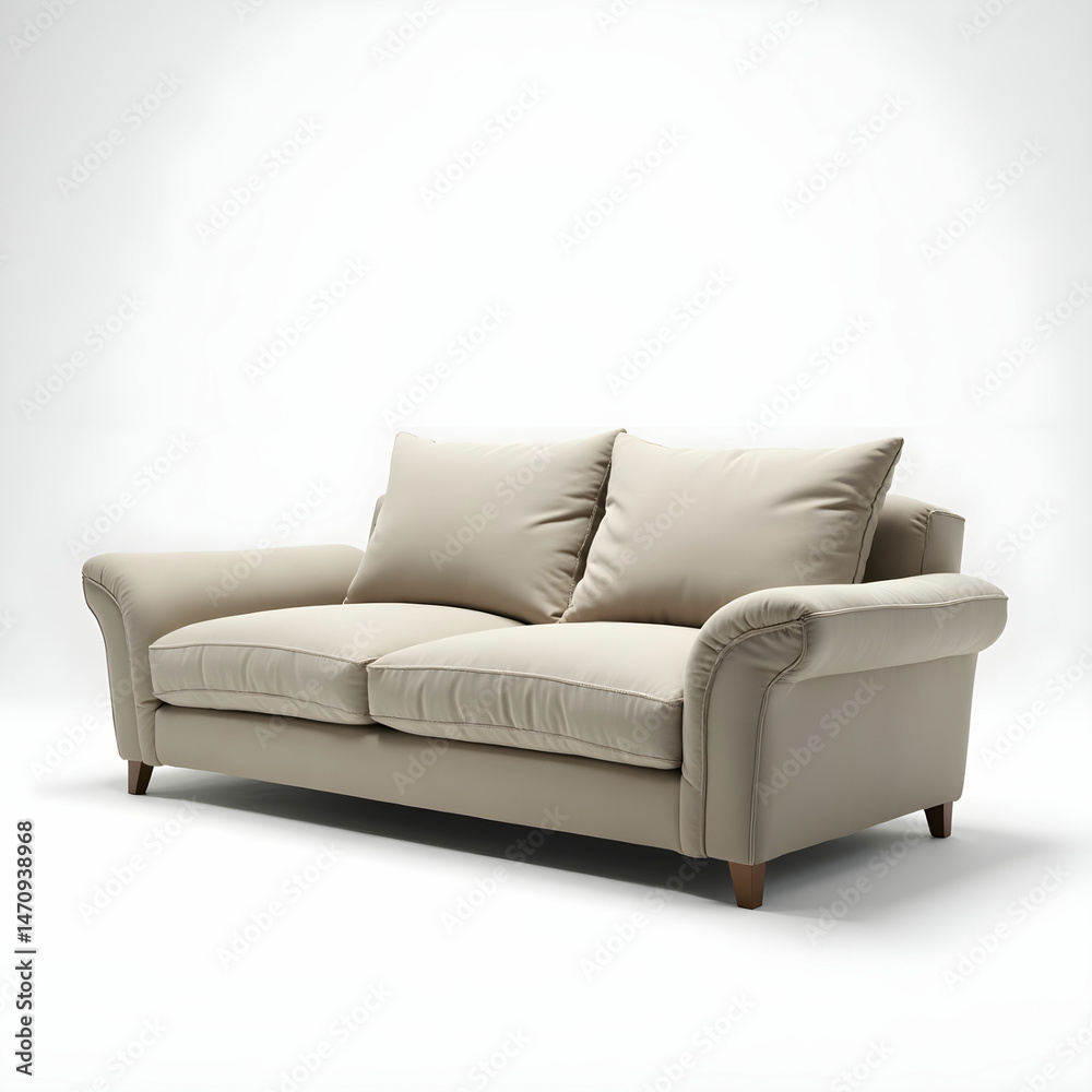 Fototapeta premium A deep-seated 3-seater sofa featuring oversized armrest.