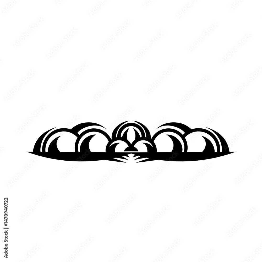 Abstract black and white design featuring rounded shapes and flowing lines creating a dynamic pattern Abstract black and white design featuring rounded shapes and flowing lines creating a dynamic pattern