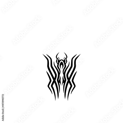 Abstract black and white illustration depicting stylized tentacle-like shapes emerging from the bottom