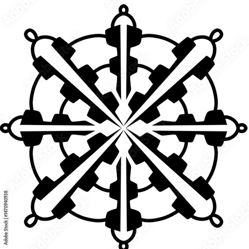 Intricate geometric design featuring symmetrical patterns radiating from a central point