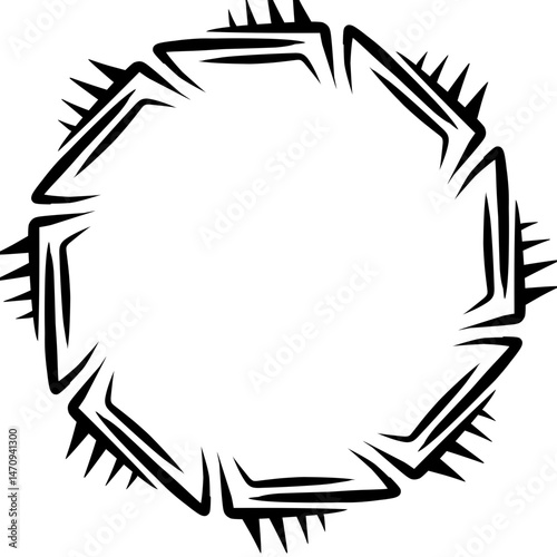 Abstract circular design with sharp spikes, emphasizing dynamic motion and modern aesthetics