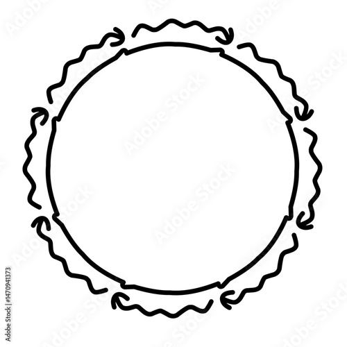 Abstract circular design with wavy edges, symbolizing motion and fluidity in a minimalist style