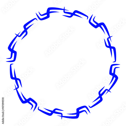 Abstract blue wave pattern creating a dynamic frame effect against a white background