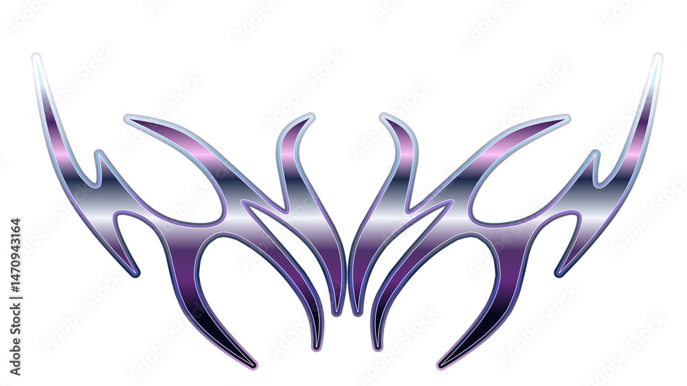 Naklejka premium Neo tribal abstract design in purple and white, ideal for tattoos, apparel, and digital art projects