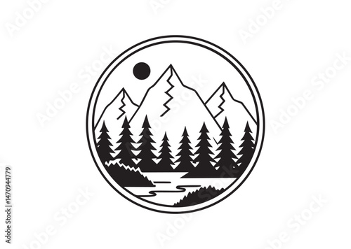 Forest and Mountain Silhouette Vector