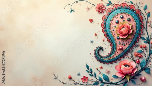 Wallpaper Mural Subtle paisley motif on soft muted background, delicate lines , elegant, repeat, organic Torontodigital.ca