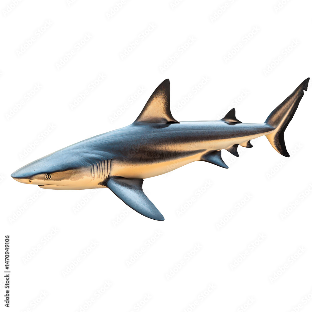Fototapeta premium Sleek predatory shark swimming effortlessly in the deep aquatic environment