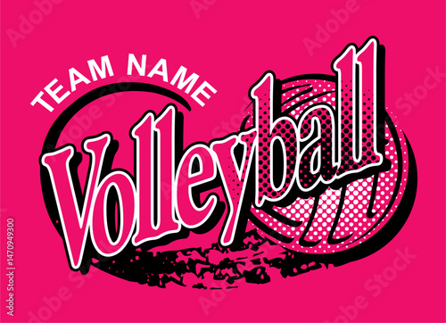 volleyball team design with ball and swoosh marks for school, college or league sports