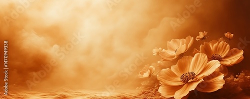 Orange Flowers Cloud Background