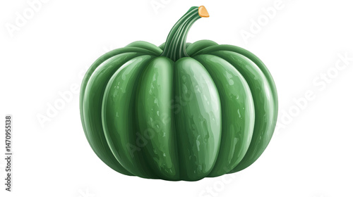 Green pumpkin isolated on a white background 