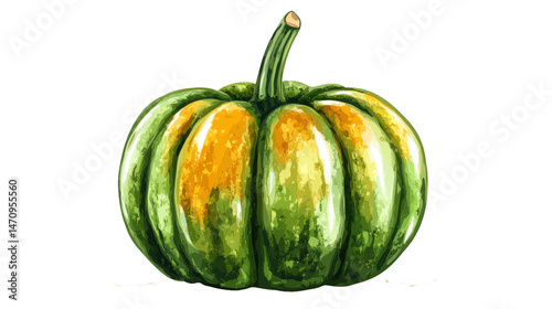 Green pumpkin isolated on a white background 