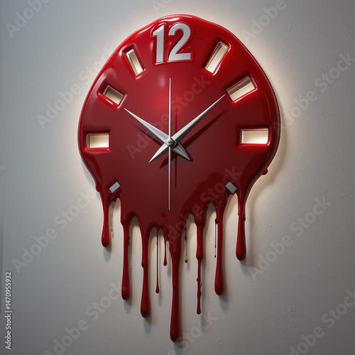 Unique Dripping Red Wall Clock with Modern Design