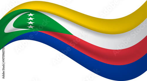 The Comoros wavy flag, waving flag vector illustration