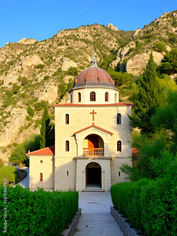 Obraz premium Simonopetra Monastery, Athos Peninsula, Mount Athos, Chalkidiki, Greece