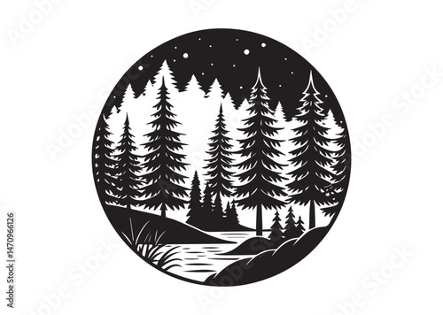 Forest landscape Silhouette Vector