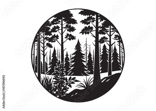 Forest landscape Silhouette Vector