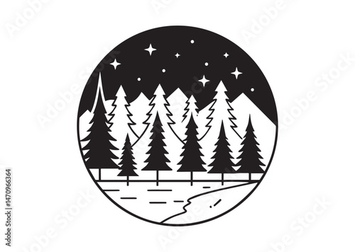 Forest landscape Silhouette Vector