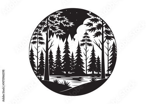 Forest landscape Silhouette Vector