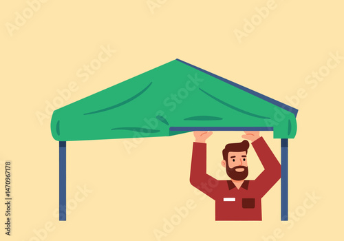Setting Up Portable Market Tent For Outdoor Event