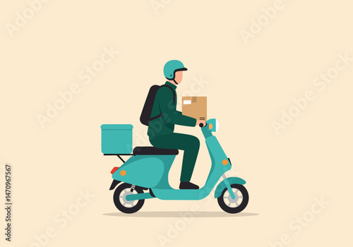 Delivery Scooter Express Delivering Package Fast Transportation Service
